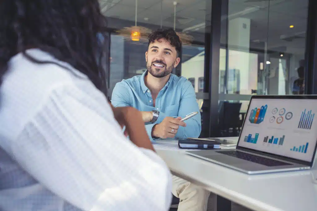Business colleagues having a conversation accounting and finance jobs